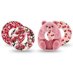 ExpressionMed Bear Hugs Freestyle Libre, Libre 2 Plus, and Abbott Lingo, 4-Pack Tape Adorable teddy bear florals Decorative Patch for Continuous Glucose Monitor