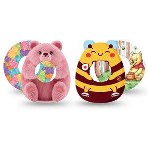 ExpressionMed Bear Necessities Freestyle Libre, Libre 2 Plus, and Abbott Lingo, 4-Pack Tape Animals and hearts Decorative Patch for Continuous Glucose Monitor