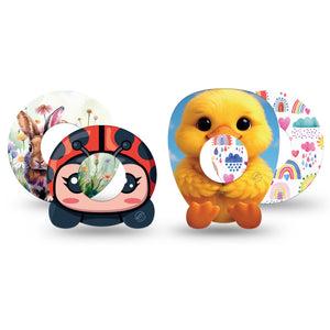 ExpressionMed Spring Friends Freestyle Libre, Libre 2 Plus, and Abbott Lingo, 4-Pack Tape Precious spring animals Decorative Patch for Continuous Glucose Monitor