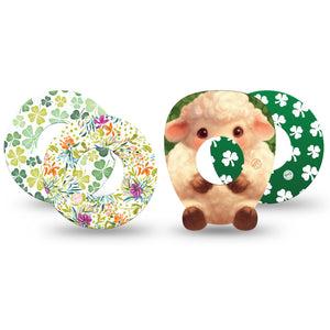 ExpressionMed St Pattys VP Freestyle Libre, Libre 2 Plus, and Abbott Lingo, 4-Pack Tape Lucky shamrocks and lamb Decorative Patch for Continuous Glucose Monitor