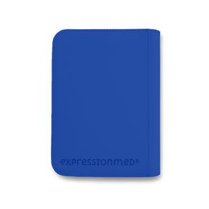 A clean view of the back of the bold royal sapphire-blue organizer, featuring the “expressionmed” logo at the bottom.