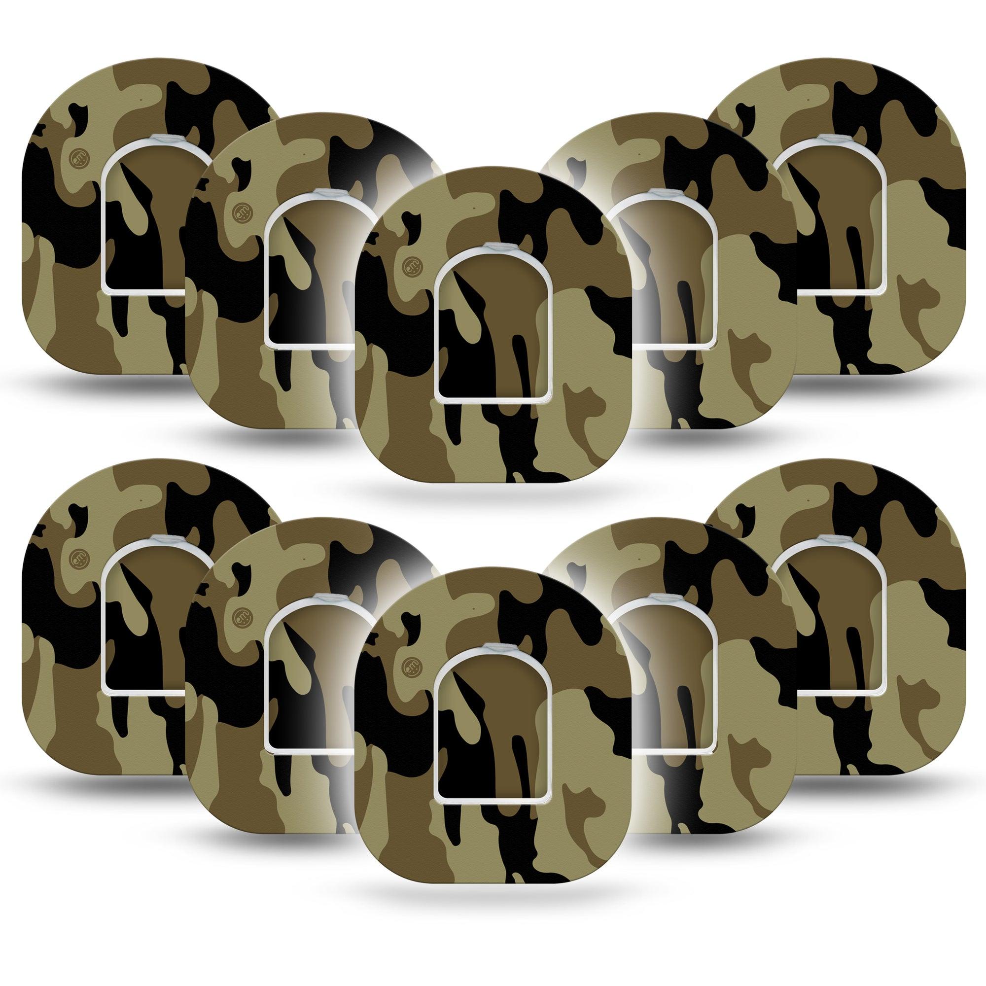 ExpressionMed Camo Pod 10-Pack Tapes and 10-Pack Stickers, Army Print Patch Pump Design