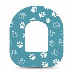 ExpressionMed Blue and White Pawprints Omnipod Tape