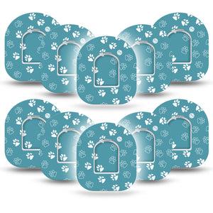 ExpressionMed Blue and White Pawprints Omnipod Tape 10-Pack Stickers and Tapes