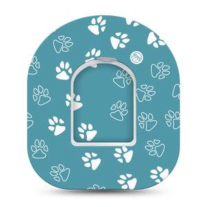 ExpressionMed Blue and White Pawprints Omnipod Tape and Sticker