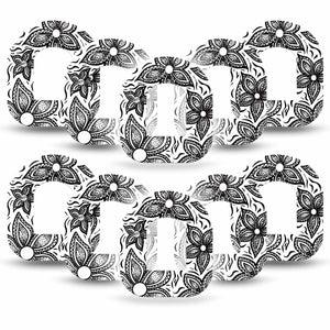 Black and White Floral Omnipod Tape 10-Pack Tapes