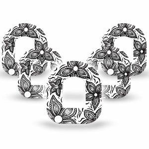 Black and White Floral Omnipod Tape 5-Pack