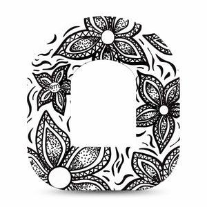 Black and White Floral Omnipod Tape Single