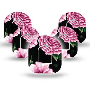 ExpressionMed Intricate Pink Flower Omnipod Tape 5-Pack Stickers and Tape