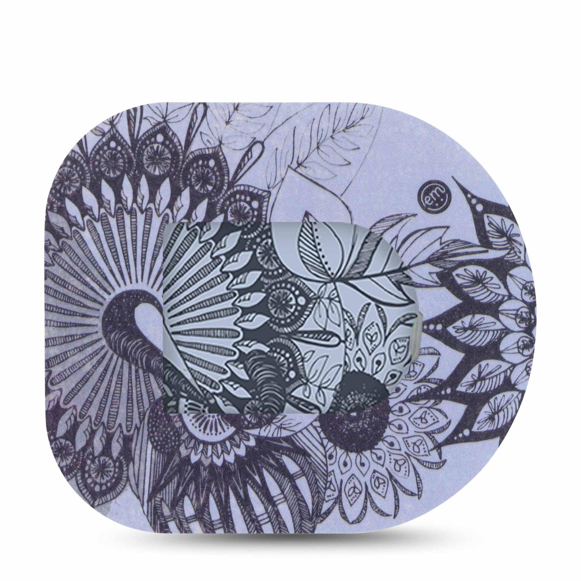 Dani Pod Center Sticker with Matching Omnipod Overlay Tape Sunflower Gray Scale Inspired Vinyl Device Pump Decorative Design