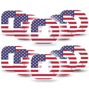 ExpressionMed U.S. Flag Omnipod Tape 10-Pack Tape National Flag, Adhesive Patch Pump Design
