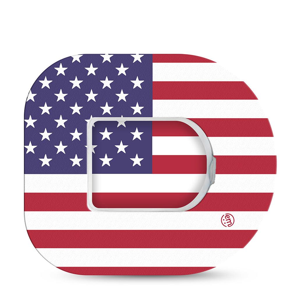 ExpressionMed U.S. Flag Omnipod Tape Single Tape and Single Sticker National Flag, Adhesive Patch Pump Design