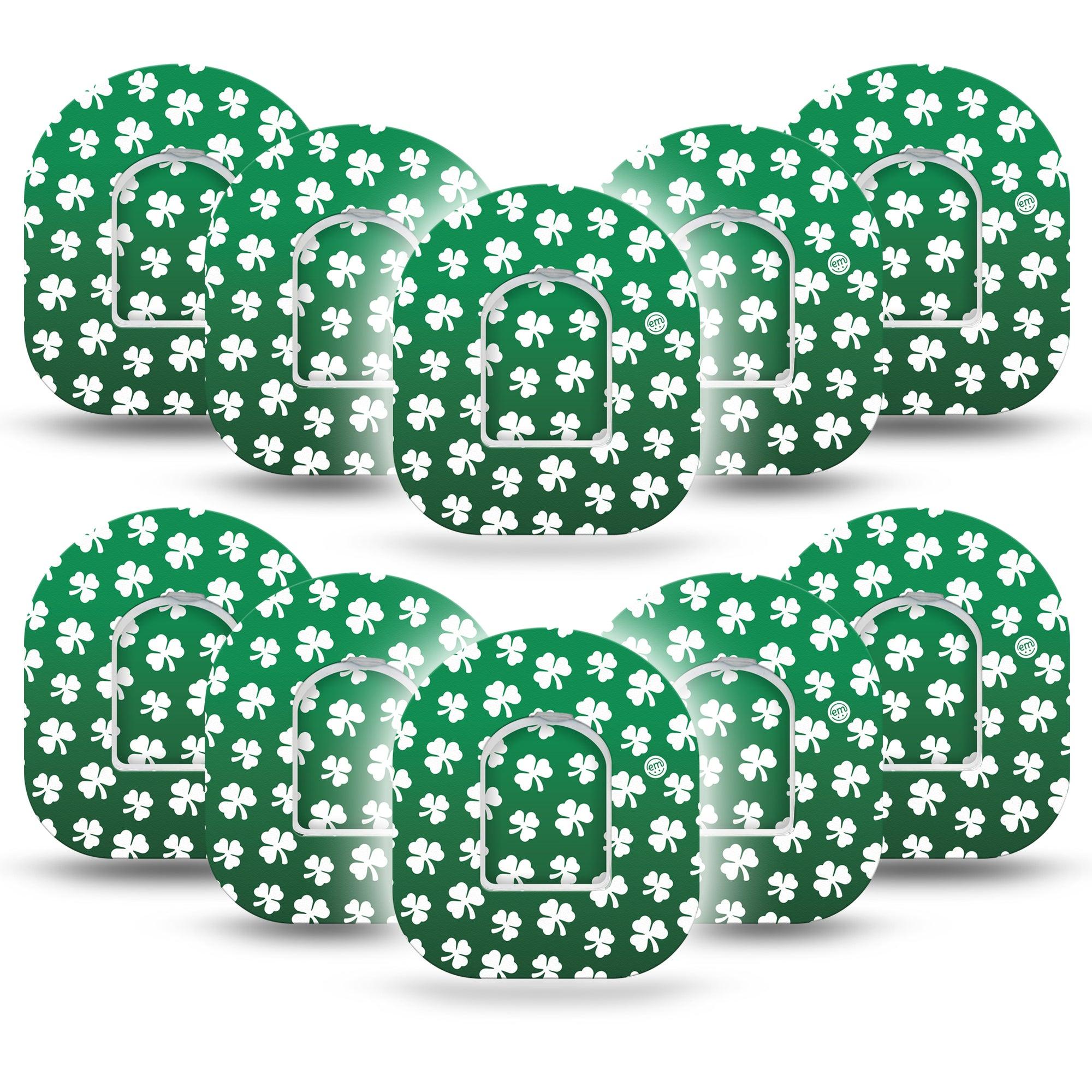 ExpressionMed Shamrock Omnipod Tape, 10-Pack Tape and 10-Pack Sticker Fresh Clover, Adhesive Patch Pump Design