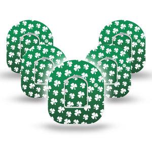 ExpressionMed Shamrock Omnipod Tape, 5-Pack Tape + 5-Pack Sticker Shamrocks Inspired, Adhesive Patch Pump Design