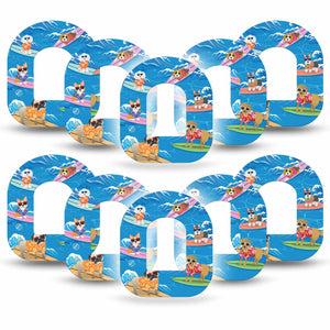 ExpressionMed Surfing Dogs Pod Tape, 10-Pack, Cool Surfing Pets Inspired, Plaster Patch Design