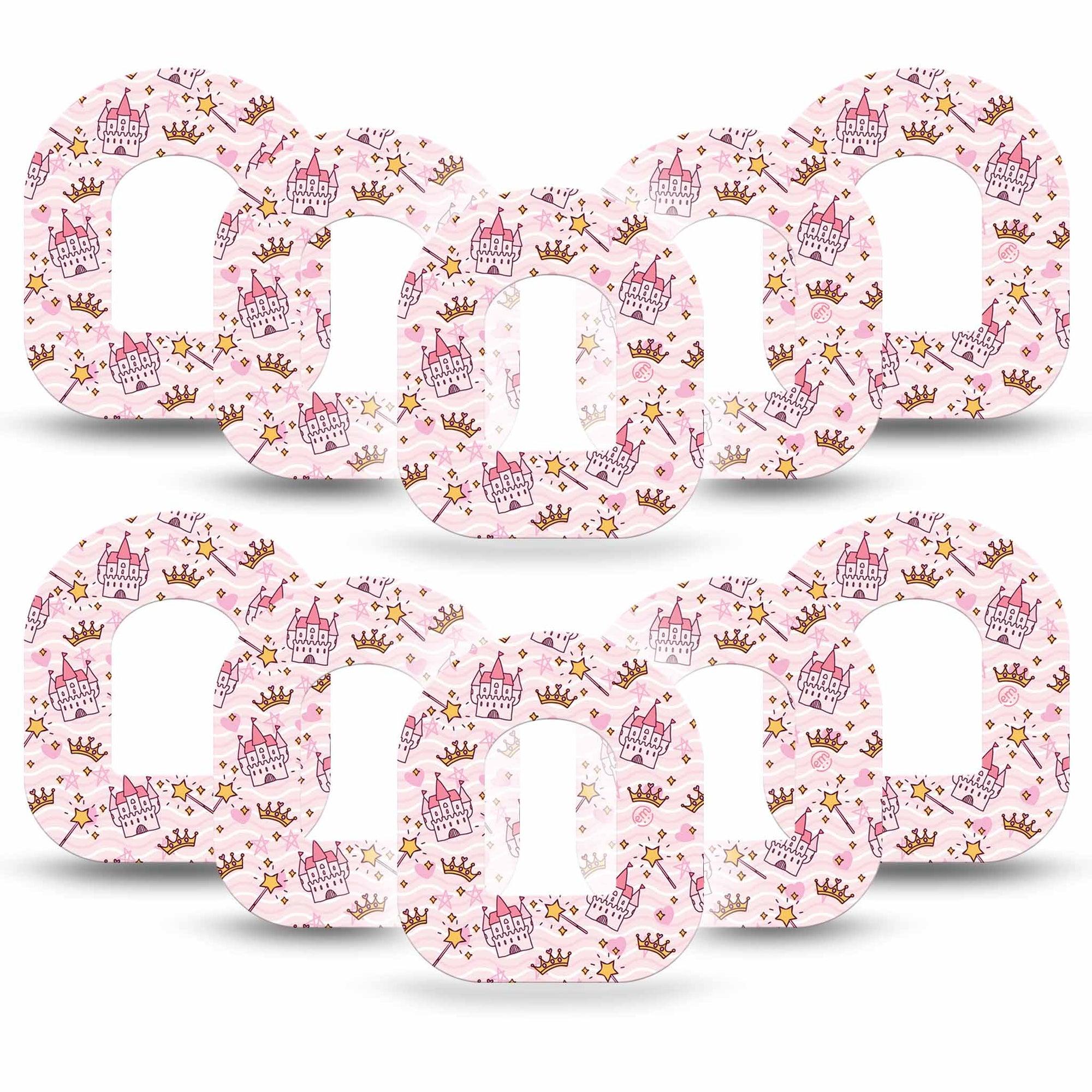 Castles Pod Tape, 10-Pack, Princess Fairytale Inspired, CGM Adhesive Patch Design