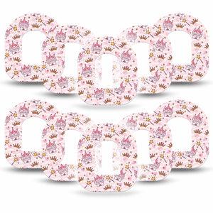 Castles Pod Tape, 10-Pack, Princess Fairytale Inspired, CGM Adhesive Patch Design