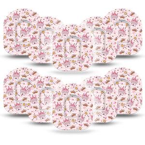 Castles Pod Tape, 10-Pack, Princess Fairytale Inspired, CGM Adhesive Patch Design with center stickers
