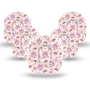 Castles Pod Tape, 5-Pack, Princess Fairytale Inspired, CGM Adhesive Patch Design with center stickers