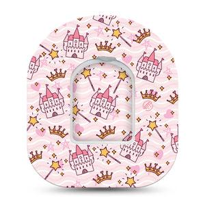 Castles Pod Tape, Single, Pink Palaces Inspired, CGM Overlay Patch Design with center sticker