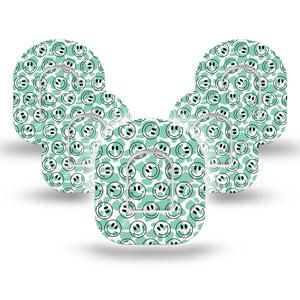 ExpressionMed Happy Cow Print Omnipod Tape, 5-Pack Tape + 5-Pack Sticker Smiling Cow, Adhesive Patch Pump Design