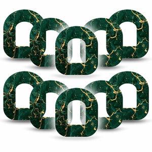 ExpressionMed Green & Gold Marble Pod Tape 10-Pack Green and Gold Stone, Omnipod, Overlay Patch Design