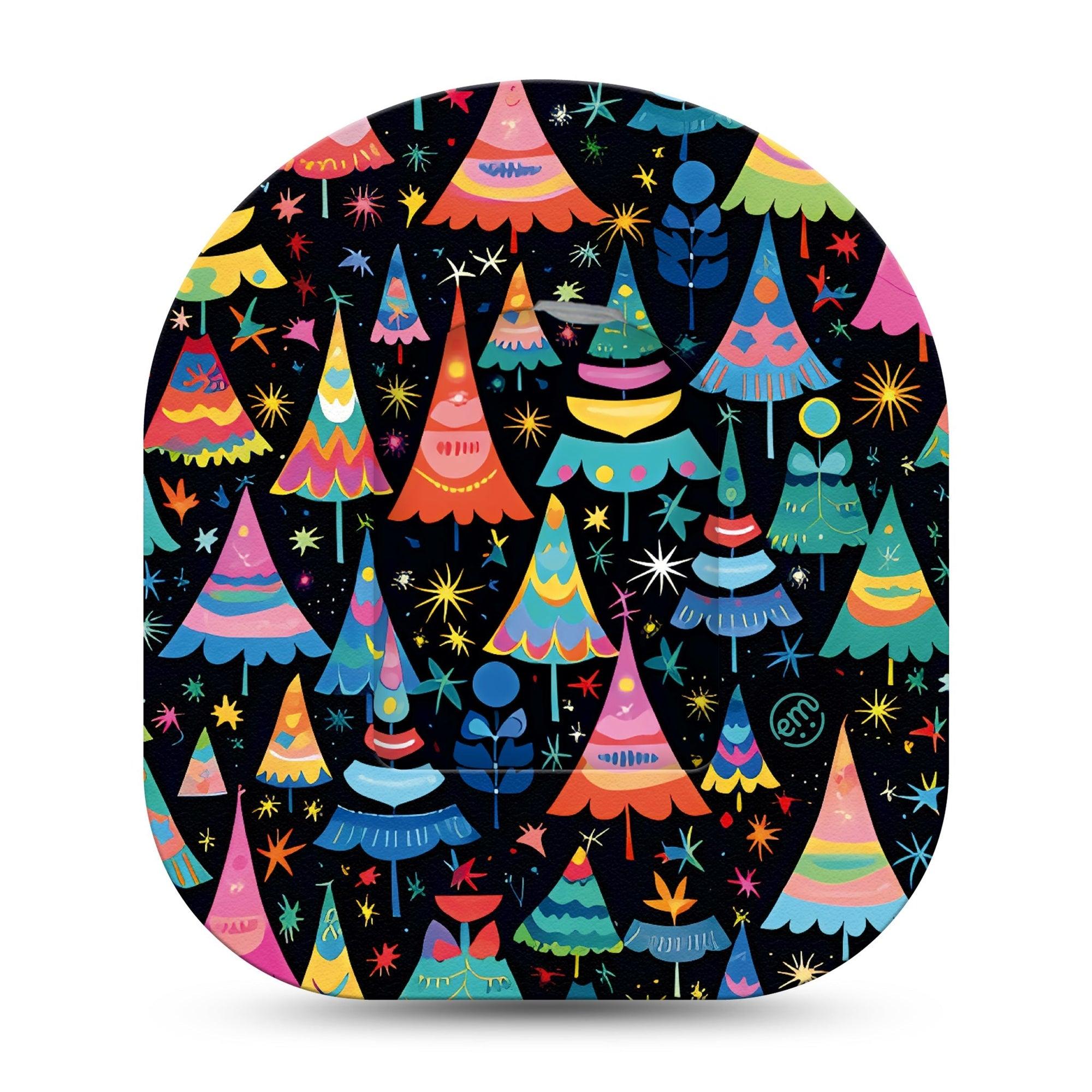 ExpressionMed Bright Trees Pod Sticker Eye-catching Colorful Pine trees, Medtronic CGM Sticker and Tape Design