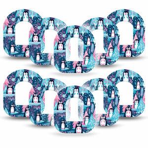 ExpressionMed Penguins Pod Tape 10-Pack Tiny Birds, CGM Fixing Ring Patch Design