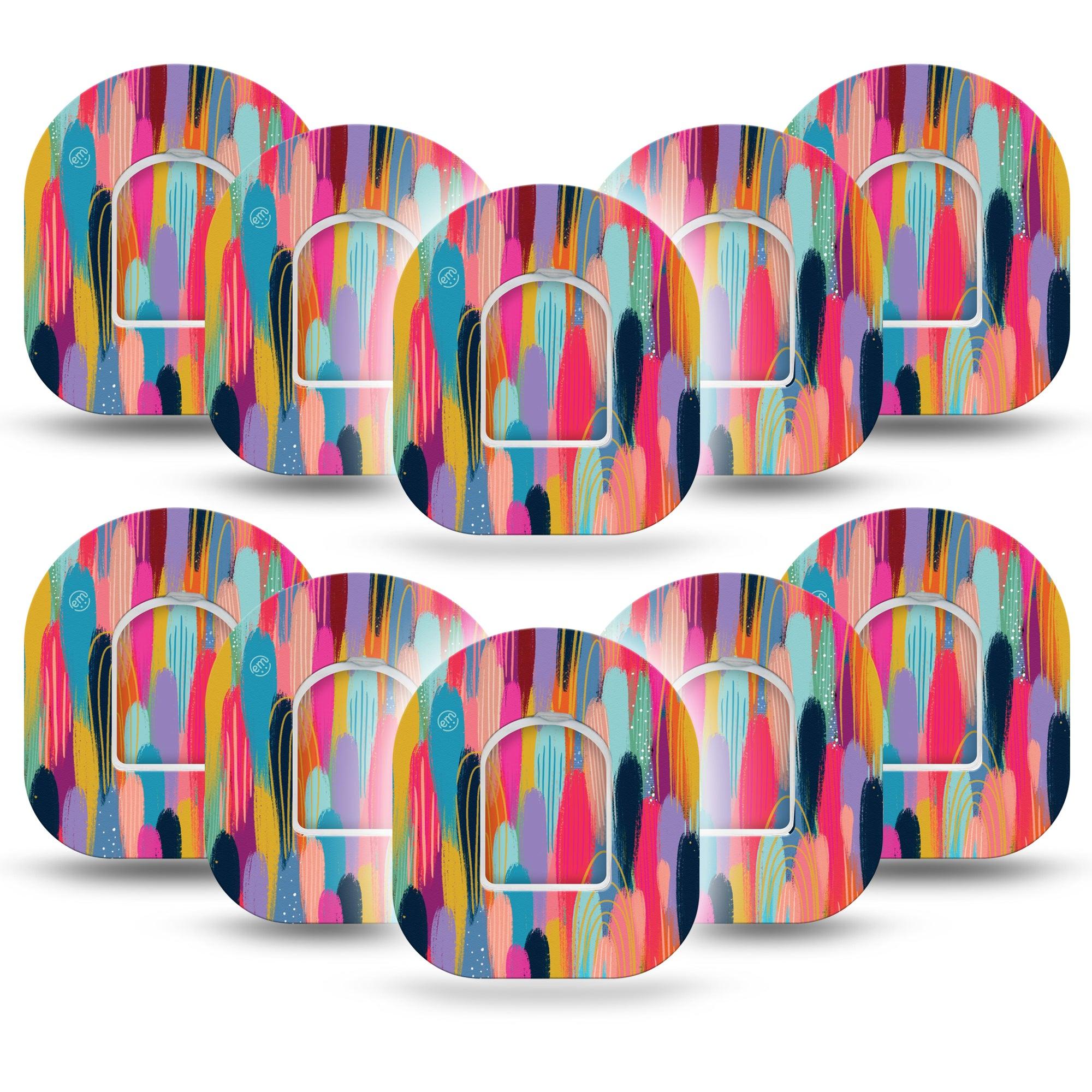 ExpressionMed Brush Strokes Omnipod 10-Pack Modern Abstract art by Etta Vee Adhesive Patch Pump Design with center stickers