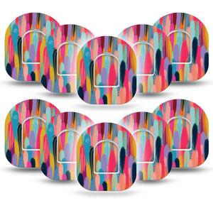 ExpressionMed Brush Strokes Omnipod 10-Pack Modern Abstract art by Etta Vee Adhesive Patch Pump Design with center stickers