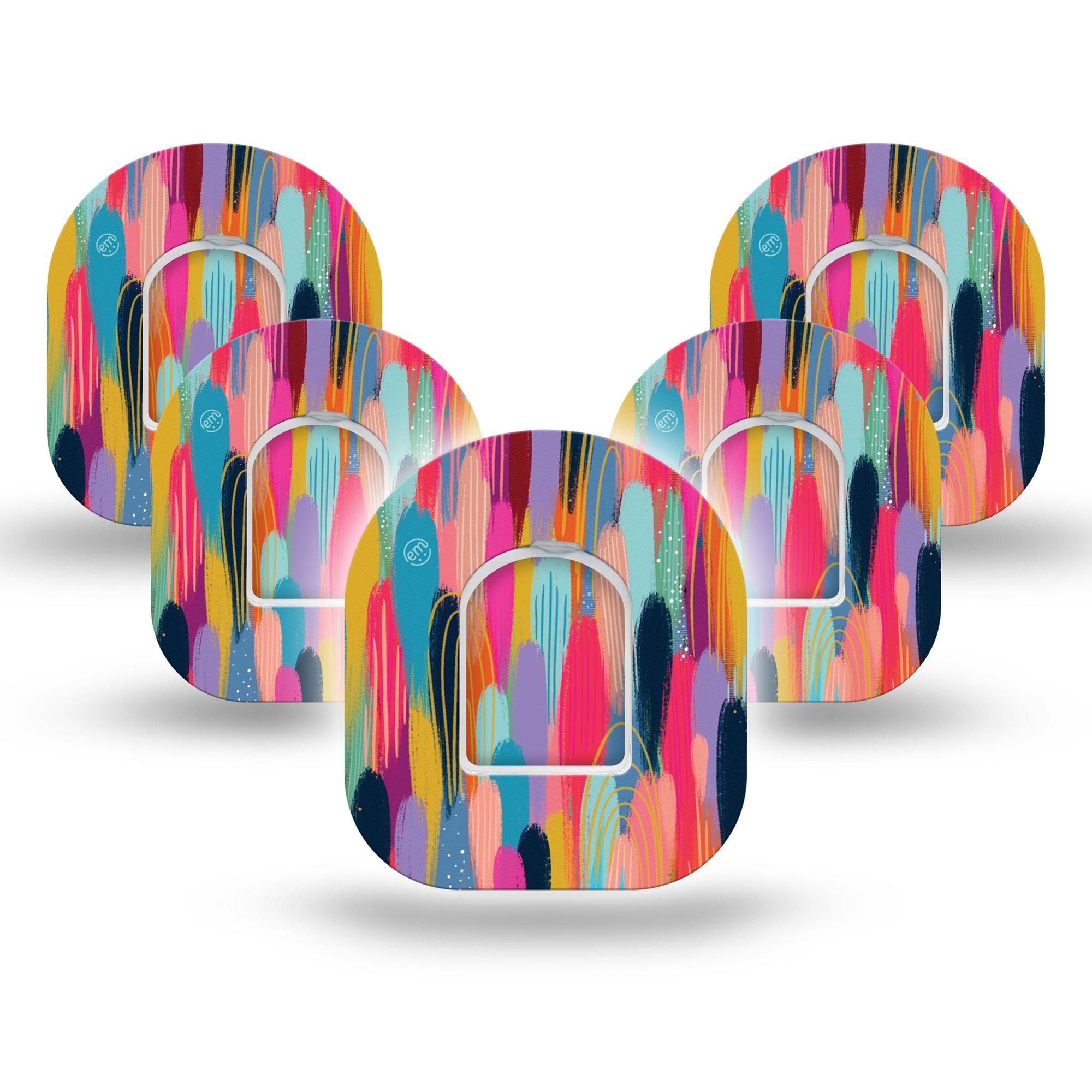 ExpressionMed Brush Strokes Omnipod 5-Pack Modern Abstract art by Etta Vee Adhesive Patch Pump Design with center stickers