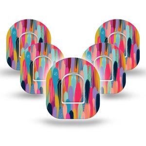 ExpressionMed Brush Strokes Omnipod 5-Pack Modern Abstract art by Etta Vee Adhesive Patch Pump Design with center stickers