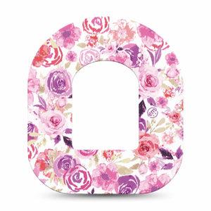 ExpressionMed Romantic Blooms Omnipod Single Tape Flower Design Adhesive Patch Pump Design