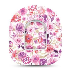 ExpressionMed Romantic Blooms Omnipod Single Tape and Single Sticker Flower Design Adhesive Patch Pump Design