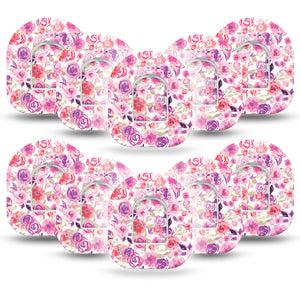 ExpressionMed Romantic Blooms Omnipod 10-Pack Tape and 10-Pack Sticker Flower Design Adhesive Patch Pump Design