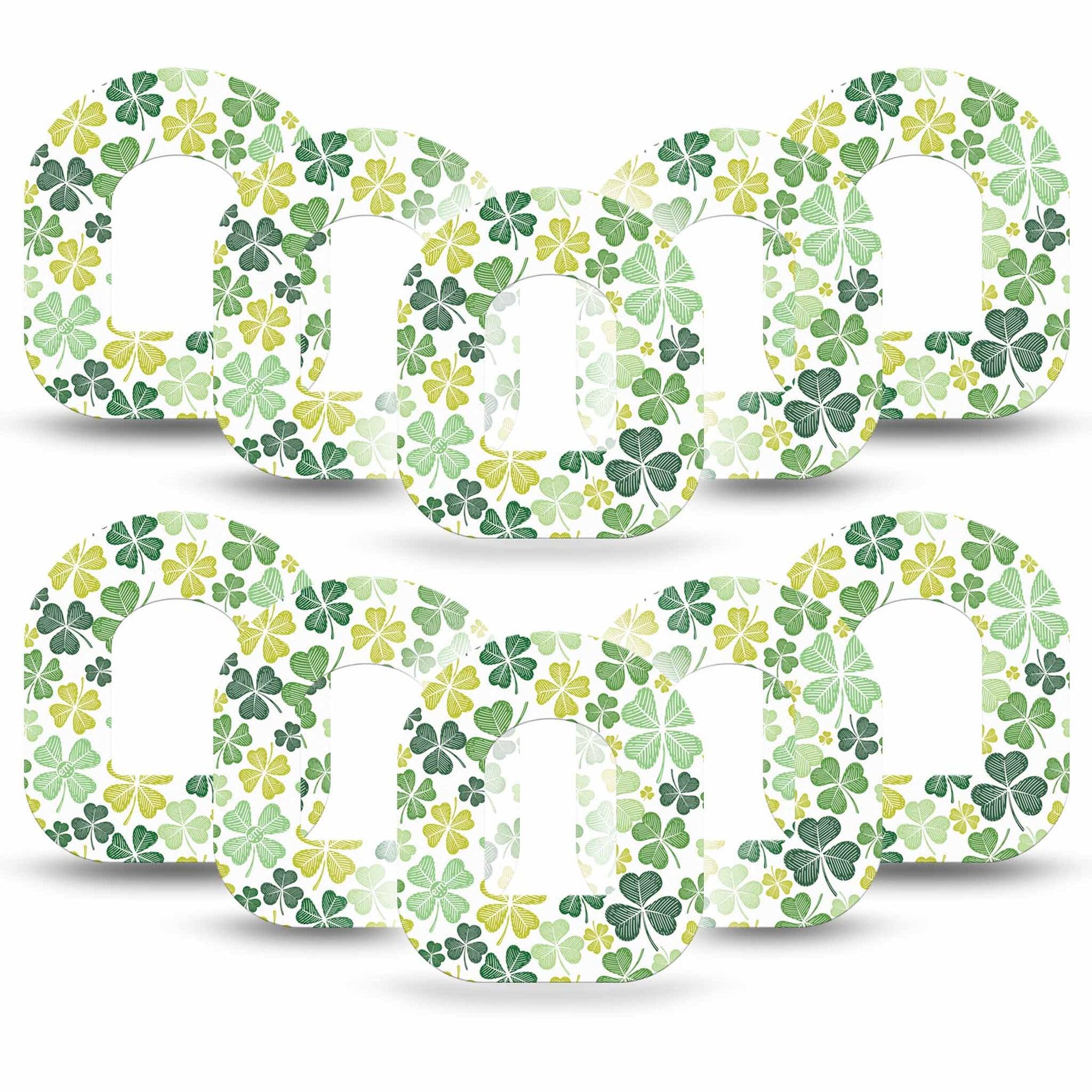 ExpressionMed Clover Pile Omnipod Tape, 10-Pack Tape St. Patrick's Day Theme, Adhesive Patch Pump Design