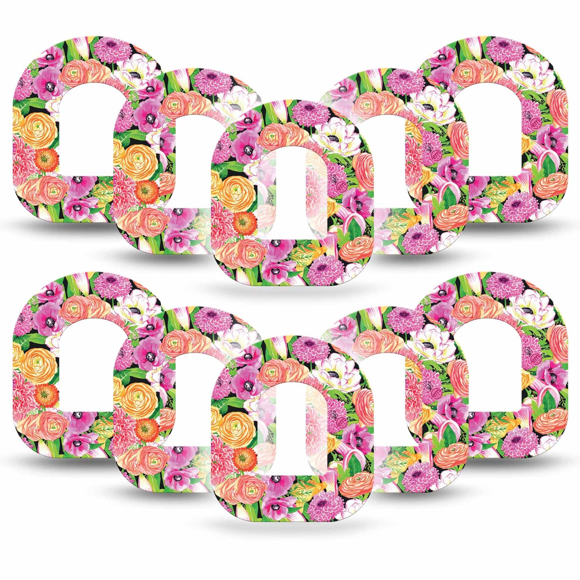 ExpressionMed Hand Painted Omnipod Tape 10-Pack Tape Painted Florals Adhesive Patch Pump Design