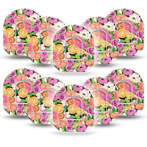 ExpressionMed Hand Painted Flowers Omnipod Tape 10-Pack Tape and 10-Pack Sticker Painted Florals Adhesive Patch Pump Design