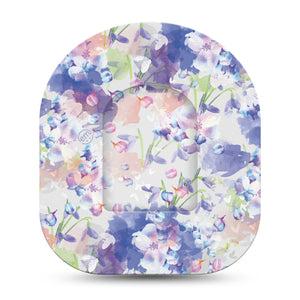 ExpressionMed Dreamy Blooms Pod Center Sticker with Matching omnipod Patch Single Sticker Only Pastel purple pink flowers Vinyl Pump Design