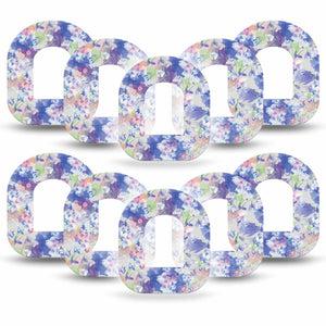 ExpressionMed Dreamy Blooms Omnipod Tape 10-Pack pastel blues purples Adhesive Patch Pump Design