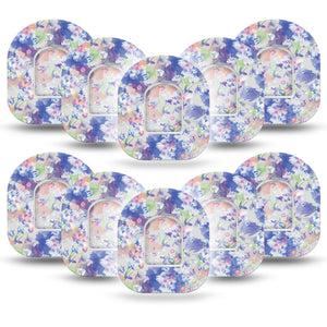 ExpressionMed Dreamy Blooms Omnipod Tape 10-Pack Tape and 10-Pack Sticker Cloud Like Florals Adhesive Patch Pump Design