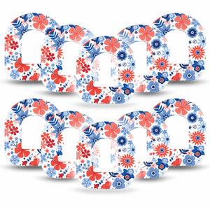 ExpressionMed Omnipod Tape 10-Pack Americana flowers themed Adhesive Patch Pump Design