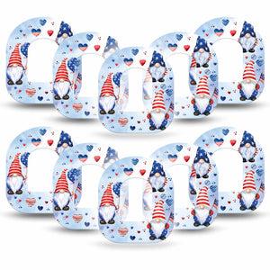 ExpressionMed Summer Gnomies Omnipod Tape, 10-Pack Tape USA Flag Flower Garden Adhesive Tape Pump Design
