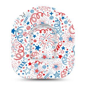 ExpressionMed Firework Doodles Omnipod Sticker Pod Surface Center Sticker Single Sticker with matching Single Pod Tape Cartoon Firework Illustrations Vinyl Decoration Pump design