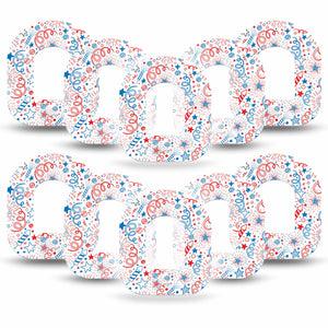 ExpressionMed Firework Doodles Omnipod Tape 10-Pack Tapes Whimsical Firework Doodles Adhesive Patch Pump Design