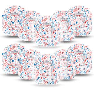 ExpressionMed Firework Doodles Omnipod Tape 10-Pack Tapes and Stickers Whimsical Firework Doodles Adhesive Patch Pump Design