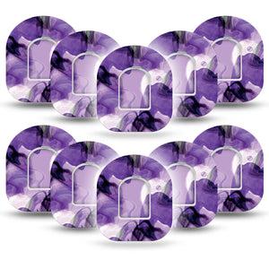 ExpressionMed Purple Storm Omnipod Tape 10-Pack Tape and 10-Pack Sticker Transparent Like Purple Smoke Adhesive Patch Pump Design