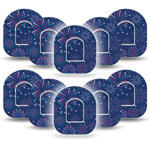 ExpressionMed Night Sky Celebration Omnipod Tape, 10-Pack Tape and 10-Pack Sticker Star-Spangled Adhesive Tape Pump Design