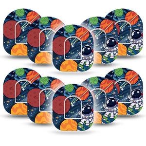 ExpressionMed Astronaut Omnipod Tape 10-Pack Tape and 10-Pack Stickers, Space Travel Cartoon, Adhesive Patch Pump Design