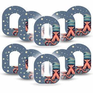 ExpressionMed Hipster Octopus Omnipod Tape, 10-Pack Tape Hat Sea Creature, Adhesive Patch Pump Design